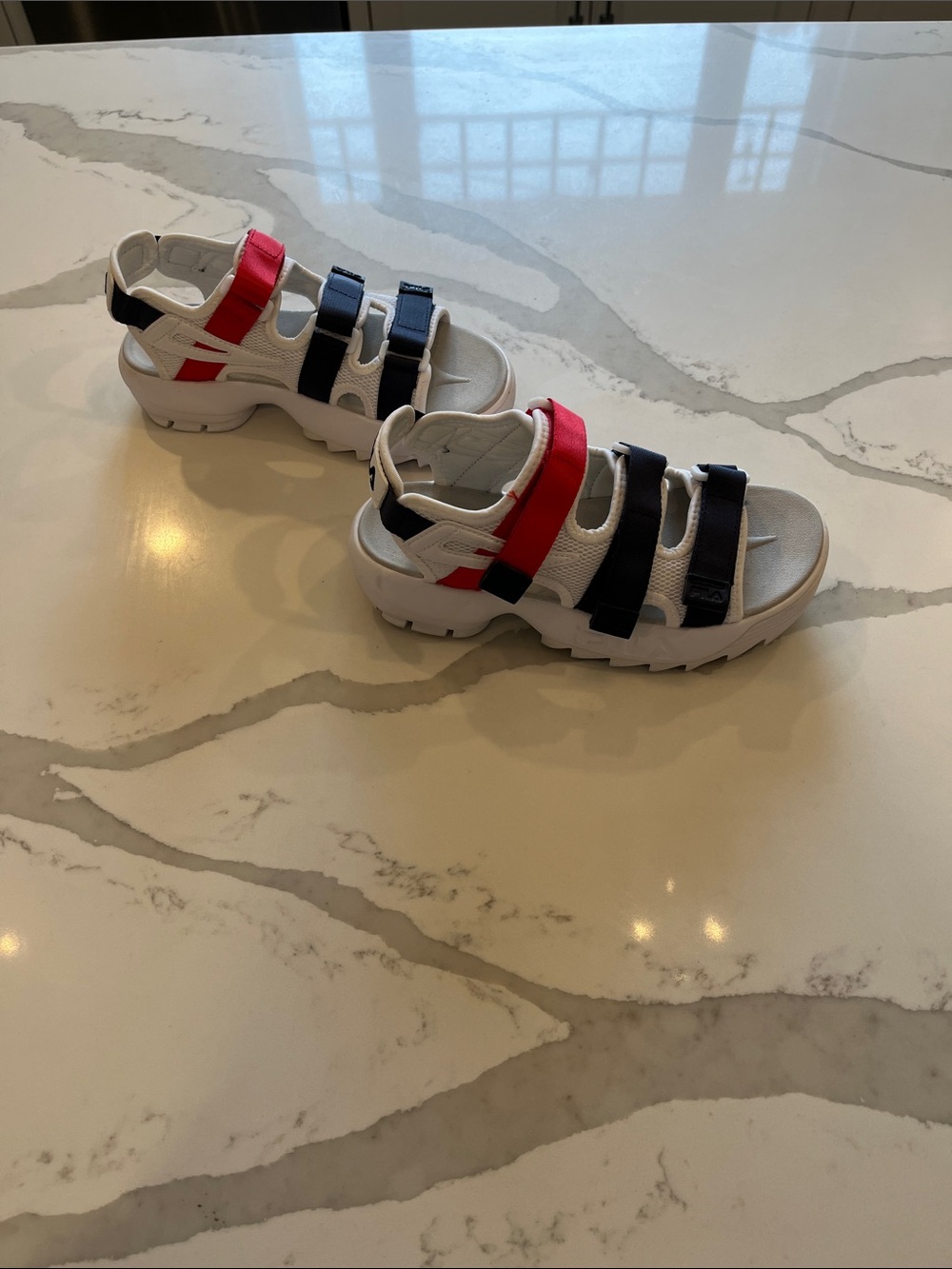 Women’s patriotic Red, White and Blue Sandals with Velcro closures